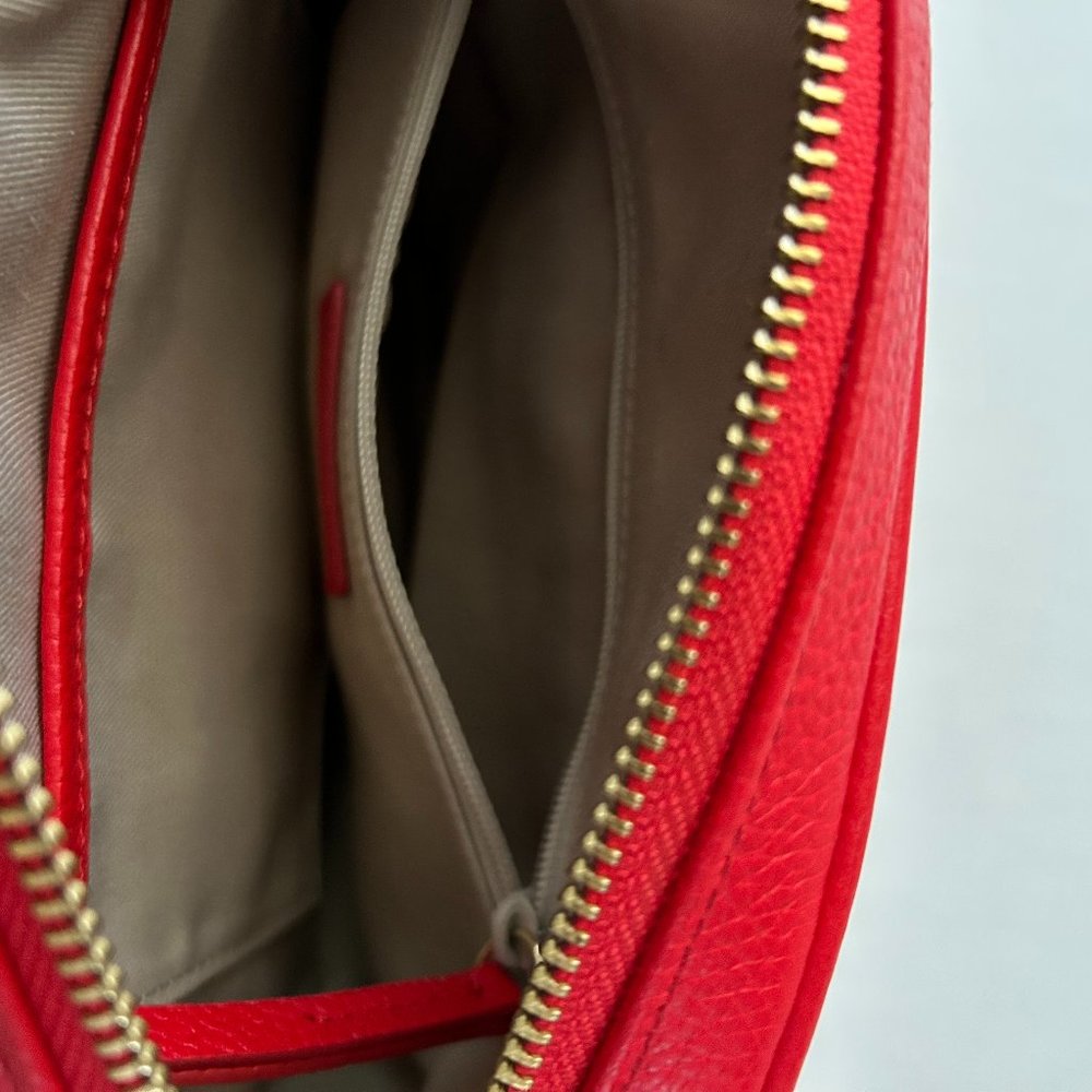 Nordstrom Red Pebble Leather Crossbody Small Dianne Goldtone Hardware - Picture 11 of 16